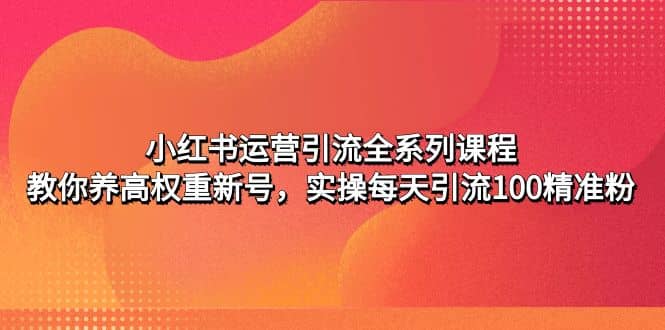 小红书运营引流全系列课程：教你养高权重新号-资源大全网