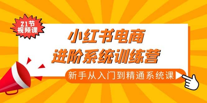 小红书电商进阶系统训练营：新手从入门到精通系统课（21节视频课）-资源大全网