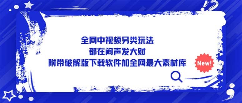 全网中视频另类玩法，都在闷声发大财，附带下载软件加全网最大素材库-资源大全网