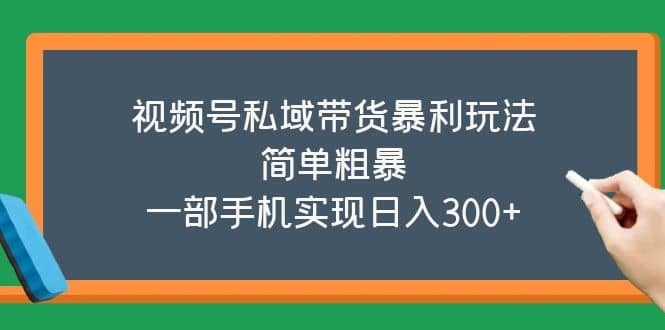 视频号私域带货暴利玩法，简单粗暴-资源大全网