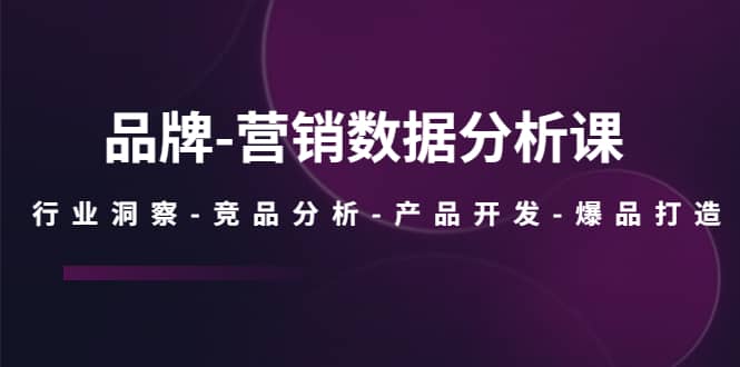 品牌-营销数据分析课，行业洞察-竞品分析-产品开发-爆品打造-资源大全网