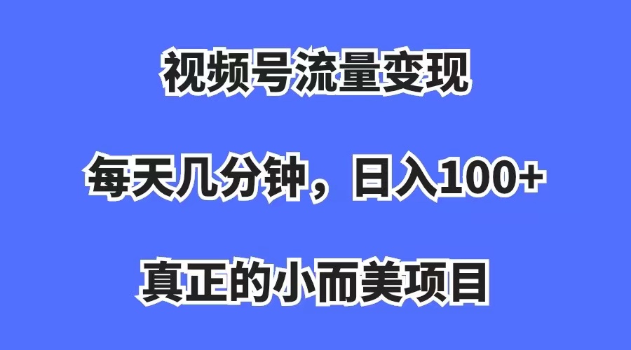 视频号流量变现，每天几分钟，收入100+，真正的小而美项目-资源大全网