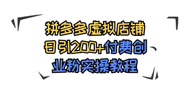 拼多多虚拟店铺日引200+付费创业粉实操教程-资源大全网