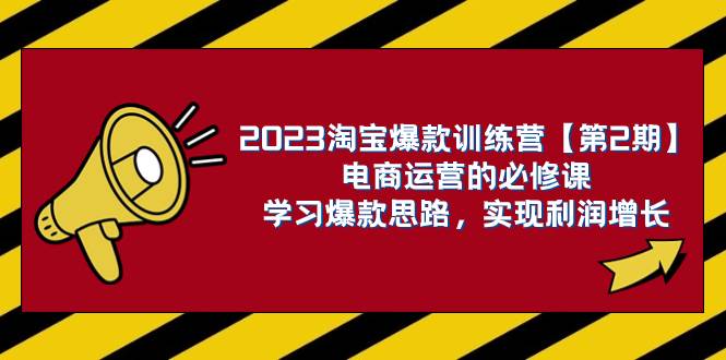 2023淘宝爆款训练营【第2期】电商运营的必修课，学习爆款思路 实现利润增长-资源大全网