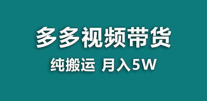 【蓝海项目】多多视频带货，靠纯搬运一个月搞5w，新手小白也能操作【揭秘】-资源大全网