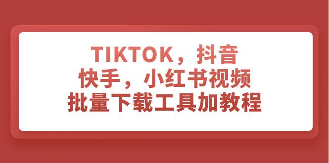 TIKTOK，抖音，快手，小红书视频批量下载工具加教程-资源大全网