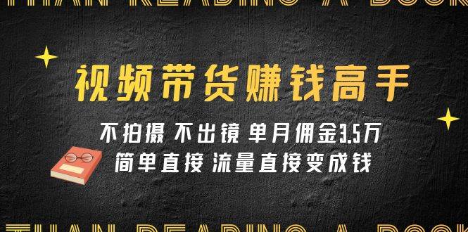 视频带货赚钱高手课程：不拍摄 不出镜 单月佣金3.5w 简单直接 流量直接变钱-资源大全网