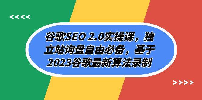 谷歌SEO 2.0实操课，独立站询盘自由必备，基于2023谷歌最新算法录制（94节-资源大全网