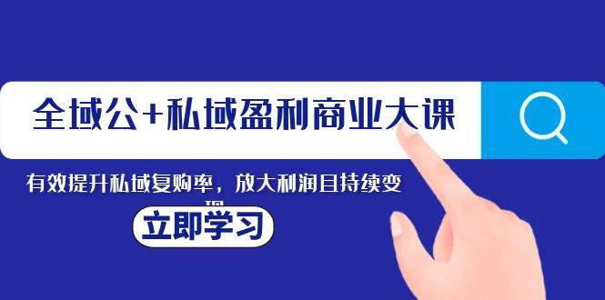 全域公+私域盈利商业大课，有效提升私域复购率，放大利润且持续变现-资源大全网