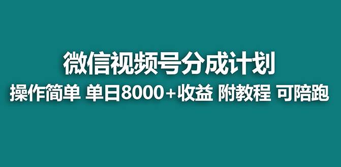 【蓝海项目】视频号分成计划，单天收益8000+，附玩法教程！-资源大全网