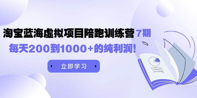 黄岛主《淘宝蓝海虚拟项目陪跑训练营7期》每天200到1000+的纯利润-资源大全网