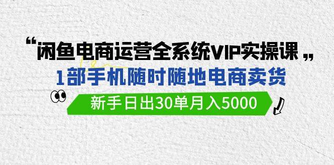 闲鱼电商运营全系统VIP实战课，1部手机随时随地卖货，新手日出30单月入5000-资源大全网