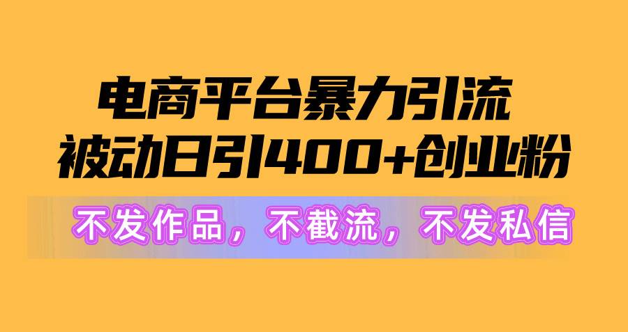 电商平台暴力引流,被动日引400+创业粉不发作品，不截流，不发私信-资源大全网