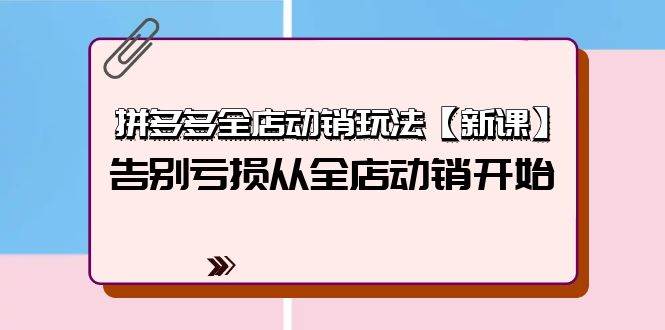 拼多多全店动销玩法【新课】，告别亏损从全店动销开始（4节视频课）-资源大全网