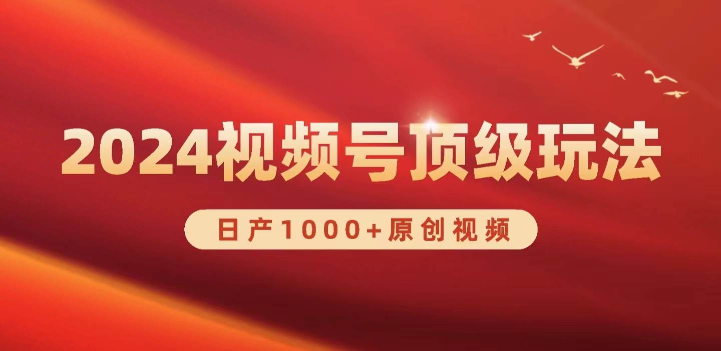 2024视频号新赛道，日产1000+原创视频，轻松实现日入3000+-资源大全网