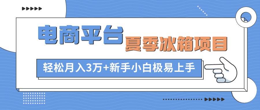 电商平台夏季冰箱项目，轻松月入3万+，新手小白极易上手-资源大全网