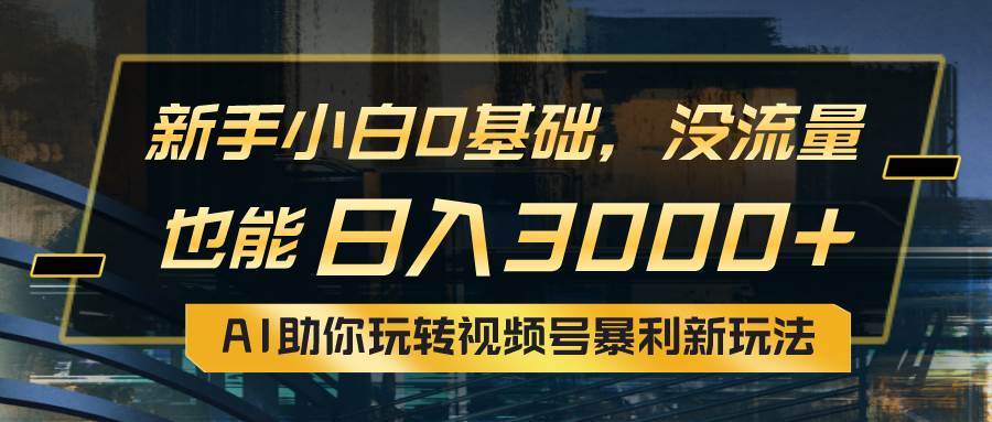 小白0基础，没流量也能日入3000+：AI助你玩转视频号暴利新玩法-资源大全网