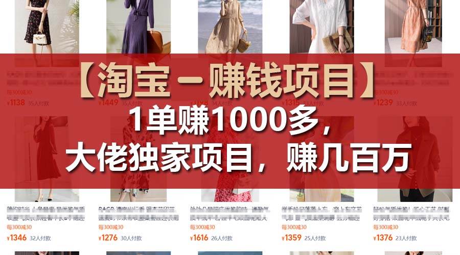 【淘宝赚钱项目】1单可赚1000多，大佬独家项目，年赚几百万-资源大全网