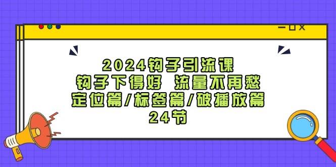 2024钩子·引流课：钩子下得好 流量不再愁，定位篇/标签篇/破播放篇/24节-资源大全网