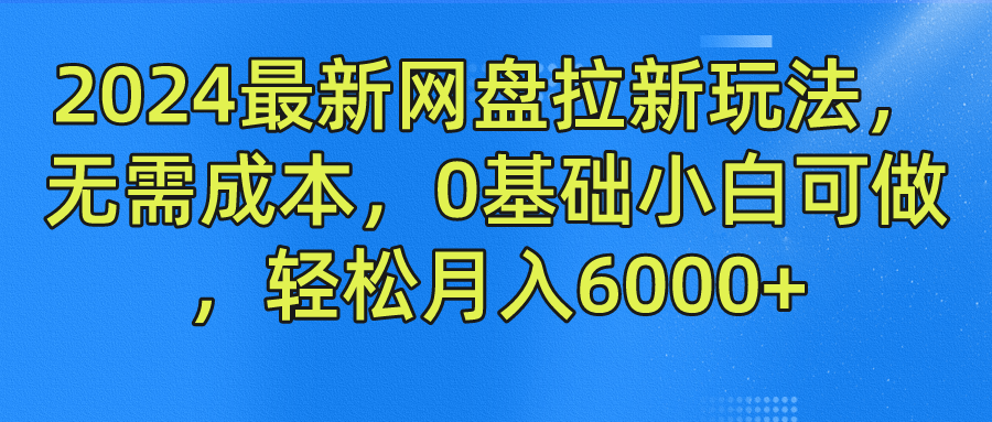 2024最新网盘拉新玩法，无需成本，0基础小白可做，轻松月入6000+-资源大全网