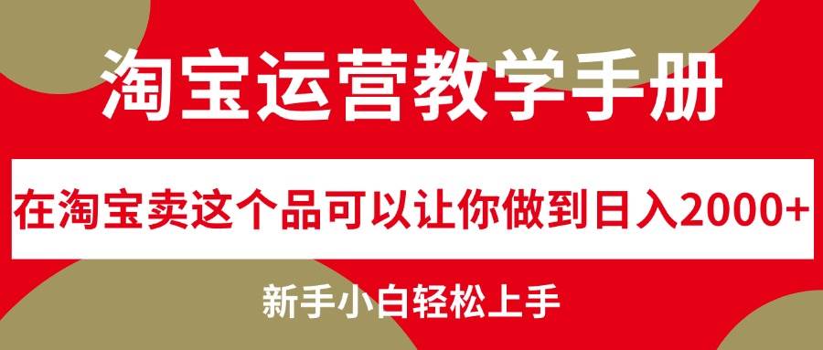 淘宝运营教学手册，在淘宝卖这个品可以让你做到日入2000+，新手小白轻…-资源大全网