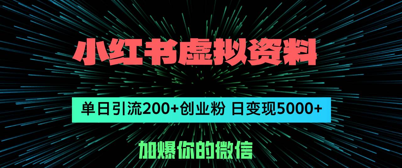 小红书虚拟资料日引流200+创业粉，单日变现5000+-资源大全网