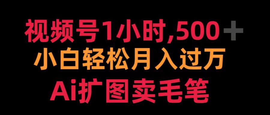 视频号1小时，500＋ 小白轻松月入过万 Ai扩图卖毛笔-资源大全网