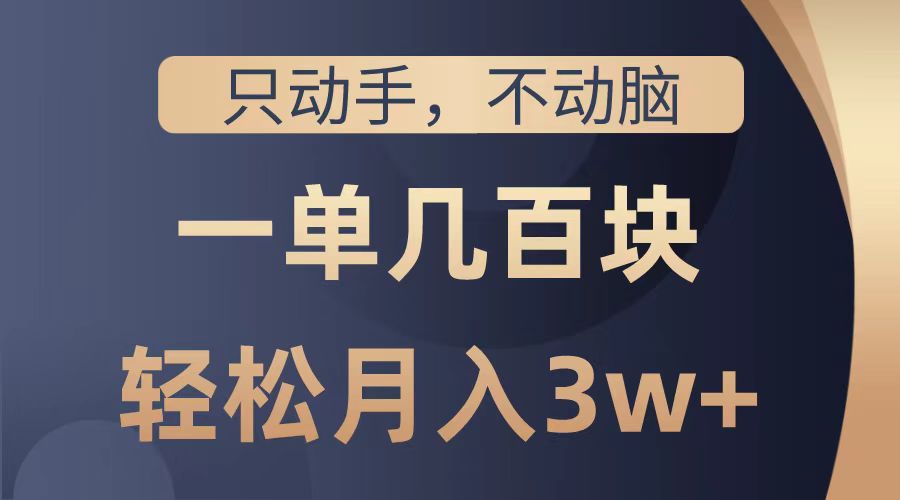 只动手不动脑，一单几百块，轻松月入2w+，看完就能直接操作，详细教程-资源大全网