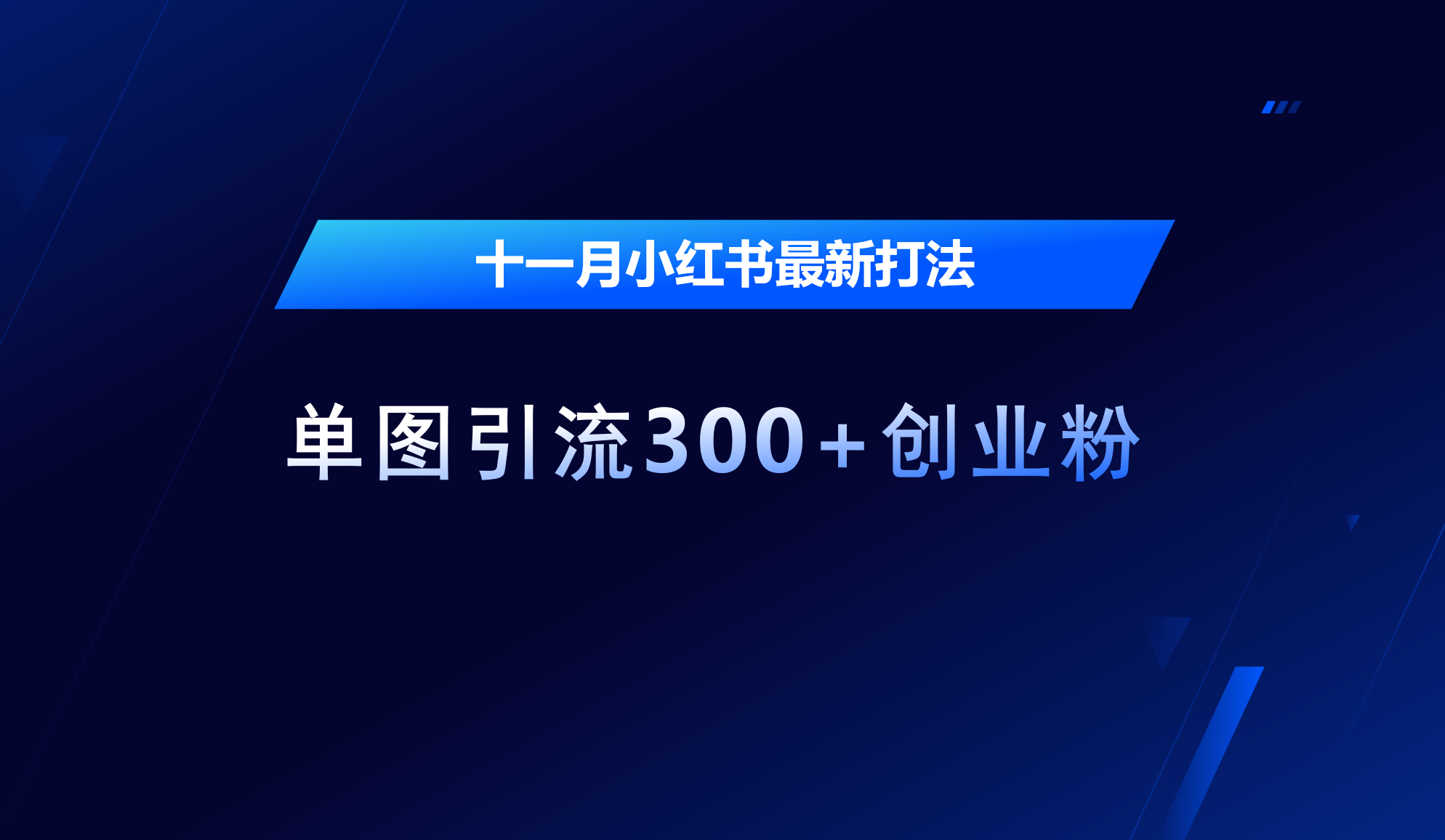 十一月，小红书最新打法，单图引流300+创业粉-资源大全网