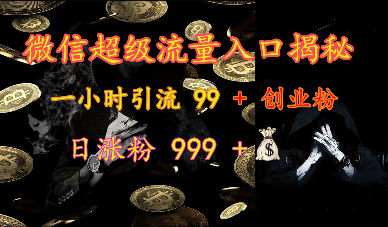 微信超级流量入口揭秘：一小时引流 99 + 创业粉，日涨粉 999 +【揭秘】-资源大全网