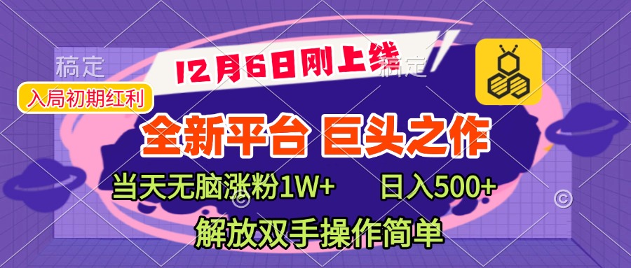 全新引流平台，巨头之作，当天无脑涨粉1W+，日入现500+，解放双手操作简单-资源大全网