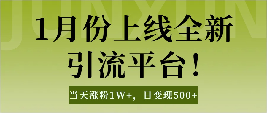 1月上线全新引流平台，当天涨粉1W+，日变现500+工具无脑涨粉，解放双手操作简单-资源大全网